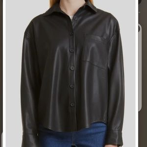 Pistola black leather shirt top